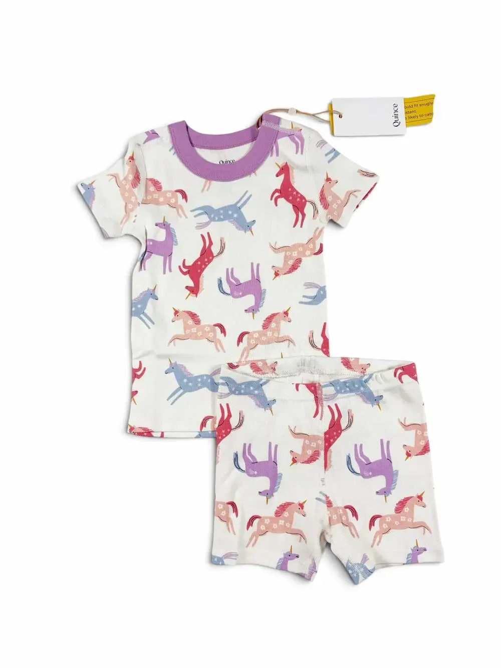 NEW Quince Unicorn Short Sleeve Pajamas Set Size 2
